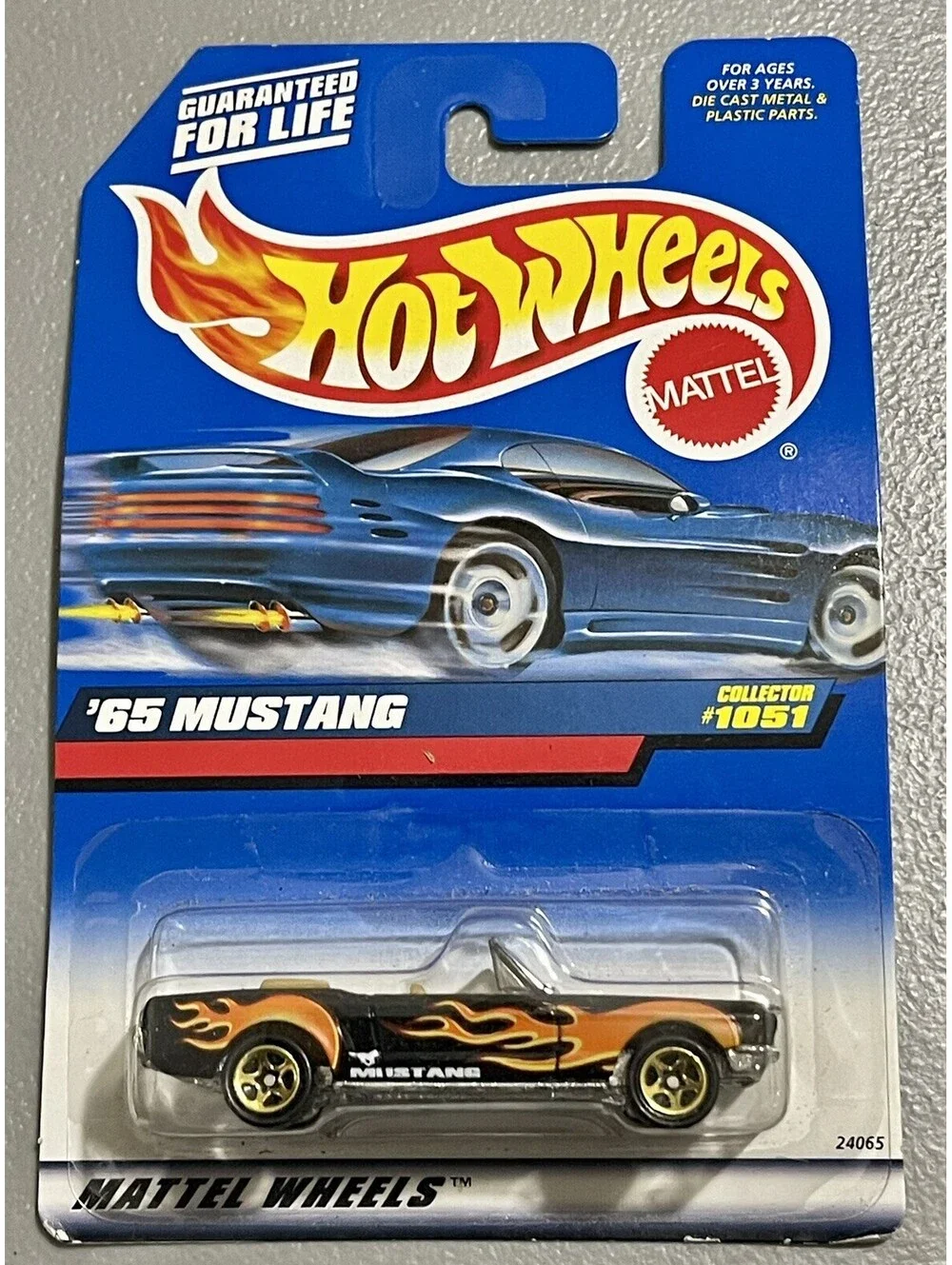 Hot Wheels  1998  -  65 Mustang  #1051  Black with Flames    New  Sealed